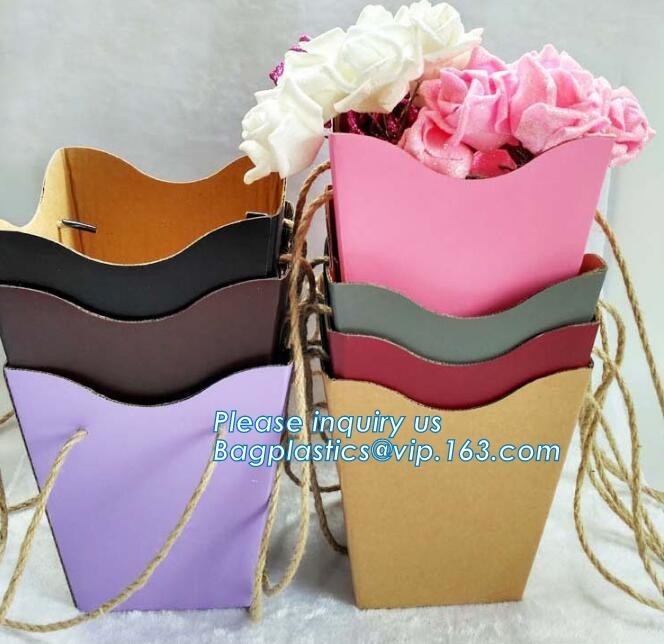 Bolsa de encargo de la flor de la buena calidad del OEM Logo Printed Paper Packaging Bag, bolsos de compras de Art Paper Flower Carrier Bag W