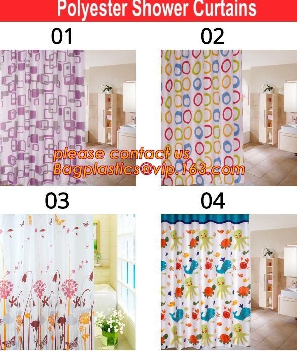 las esteras de baño fijan las cortinas de ducha, CORTINA del CUARTO DE BAÑO del POLIÉSTER, CORTINA de DUCHA del HOTEL, cortina del baño de PEVA, algodón fa del poliéster