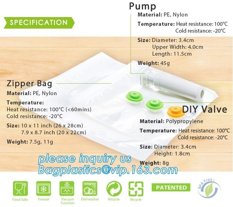 el vacío grabado en relieve embalaje plástico laminado reutilizable selló el bolso de nylon del polietileno del almacenamiento de la comida en el rollo, BAGPLASTICS. BAGEASE