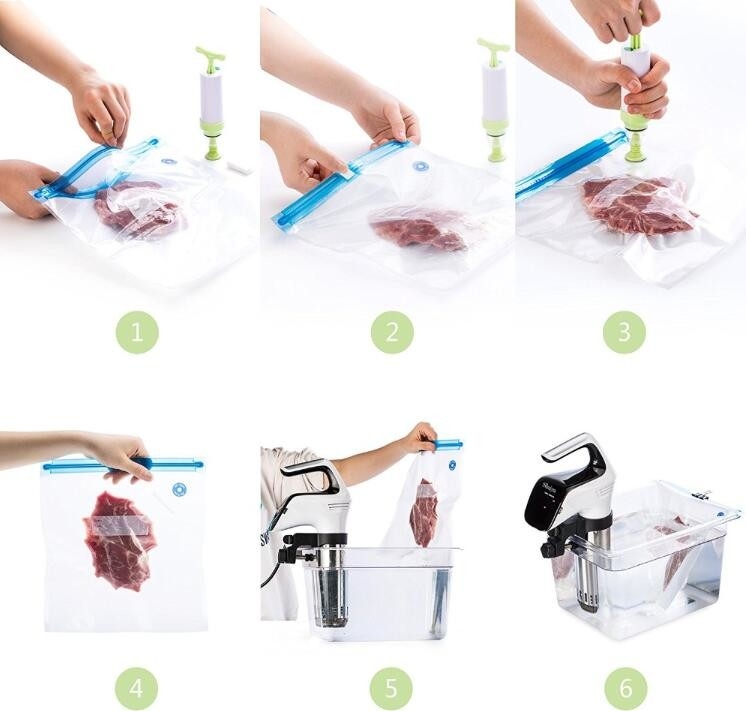 Bolso de rollo transparente disponible del envase de plástico del almacenamiento de la comida del sellador del vacío para la comida sellada, St texturizado de la frescura de la comida