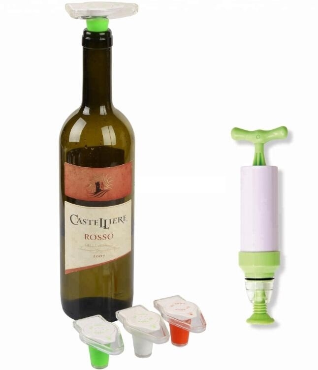 Tapón del casquillo de la bomba del conservante del sellador del ahorrador del vacío de la botella de vino, vino de goma plástico principal de madera del sellador de la bomba de vacío del silicón