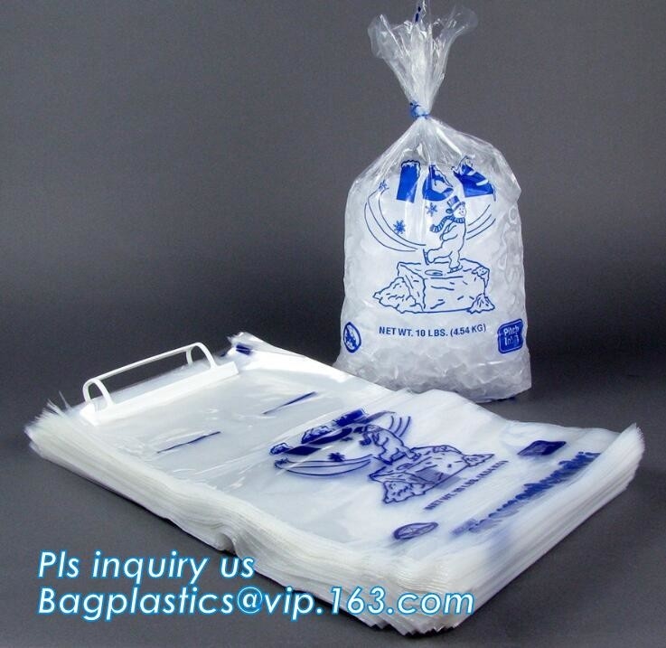 Bolsos claros planos del polietileno del ldpe del envase de plástico del estallido de WICKETEDice que reciclan al proveedor, bolsos de hielo plásticos del cierre de lazo