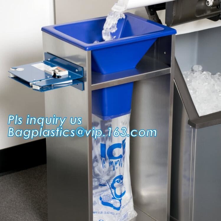 El bolso de hielo modificado para requisitos particulares ABONABLE con el lazo, bolso de hielo plástico del wicket del uso industrial de la comida, bolso de hielo en el rollo, hielo empaqueta los wi