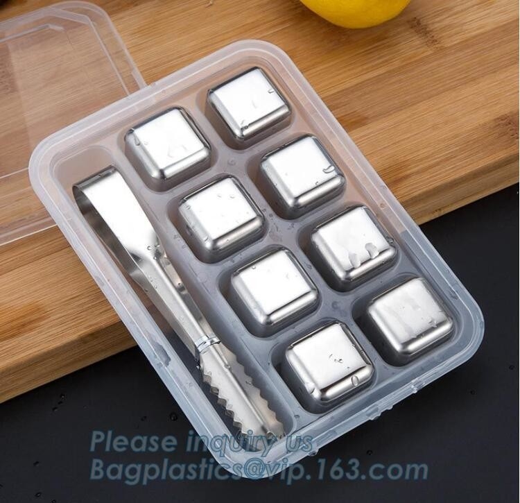 tubos de piedra de acero inoxidables mágicos del whisky del metal de la venta caliente para las bebidas, gel de refrigeración de la categoría alimenticia que congela el whisky del cubo de hielo