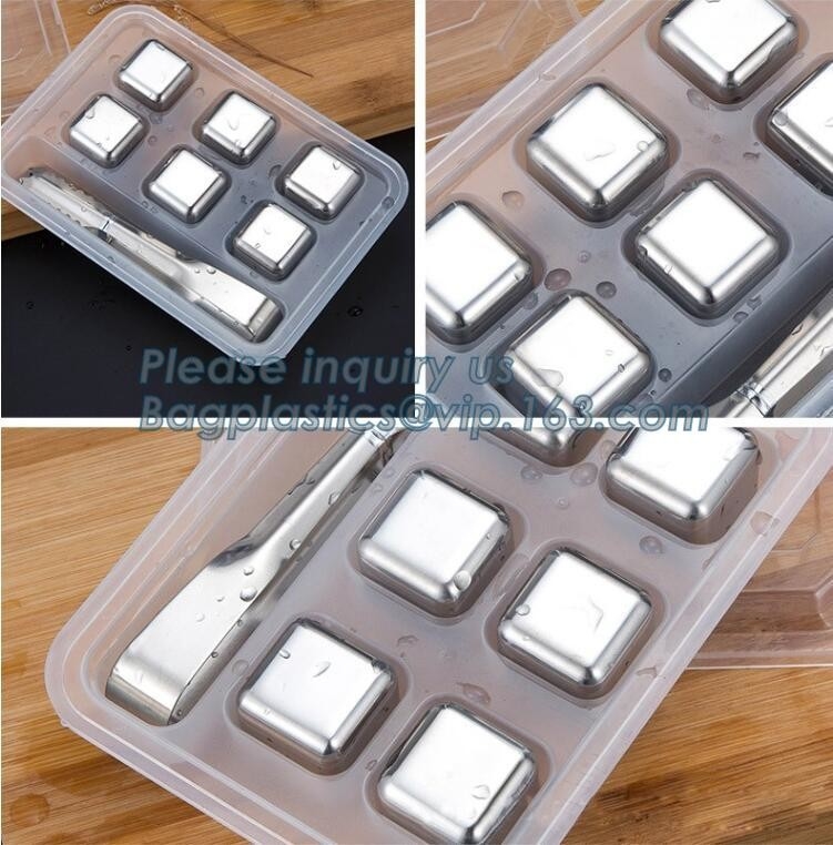 El cubo de hielo de acero inoxidable libre corta la piedra del whisky en cuadritos del cubo de hielo, los nuevos cubos de hielo de acero inoxidables ajusta la piedra del whisky de la forma, pac