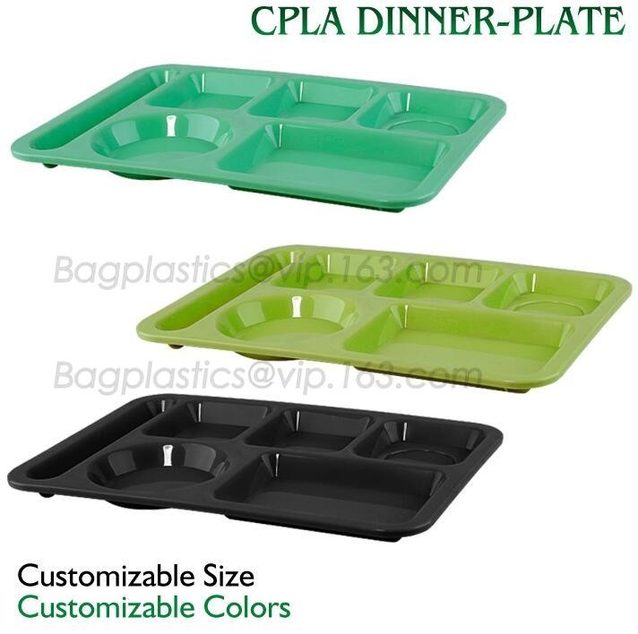Envase de comida plástico disponible de la fiambrera de 5 compartimientos, bandeja biodegradable de los alimentos de preparación rápida, bandeja disponible de la carne de la seguridad