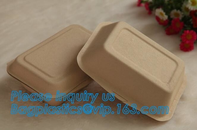 caja biodegradable de la hamburguesa del envase de comida de la caña de azúcar 6inch 450ml Togo, comida biodegradable respetuosa del medio ambiente Containe del almidón de maíz