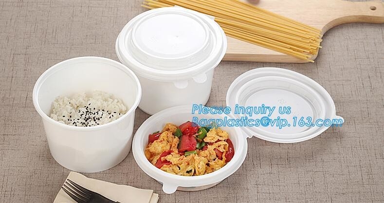 La aduana imprimió los cuencos de sopa calientes disponibles del PLA, taza de la sopa del papel de Kraft, cuenco disponible respetuoso del medio ambiente de la pulpa de la caña de azúcar del vajilla