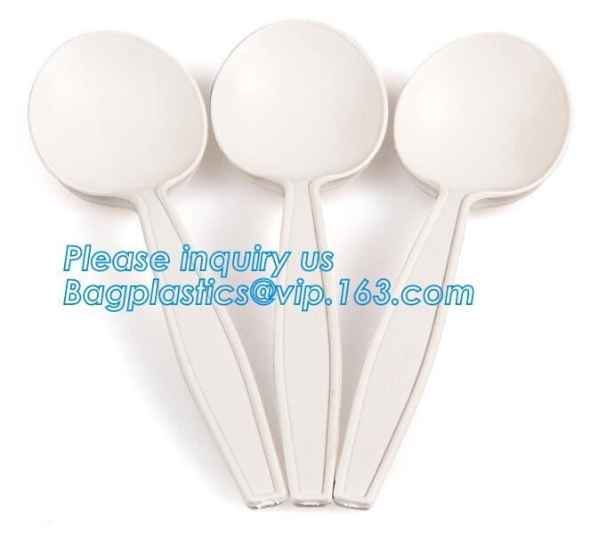 6 pulgadas de maíz del almidón de la cuchara del PLA de cuchara de postre material biodegradable plástica, plas disponibles respetuosos del medio ambiente del almidón de maíz del OEM