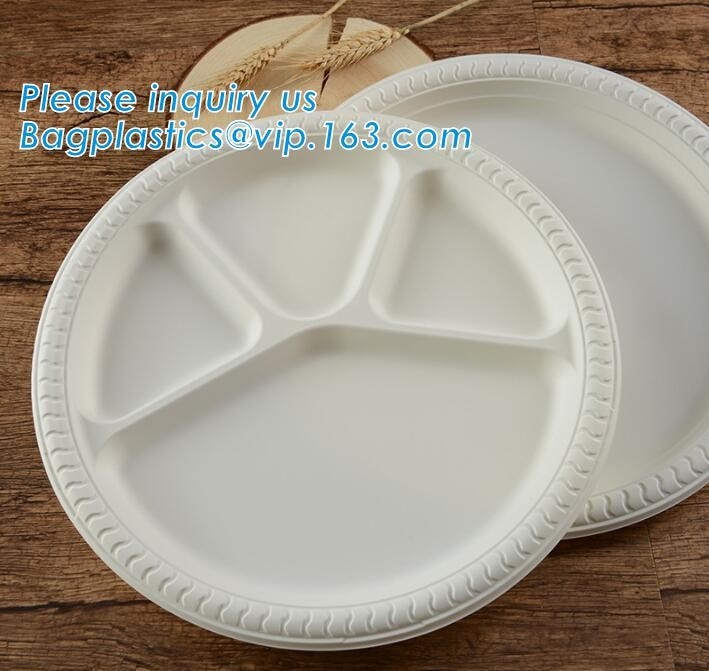 Placa abonable biodegradable respetuosa del medio ambiente de la comida del bagazo 7inch de la caña de azúcar, paquete disponible de la placa 9inch de la caña de azúcar del bagazo