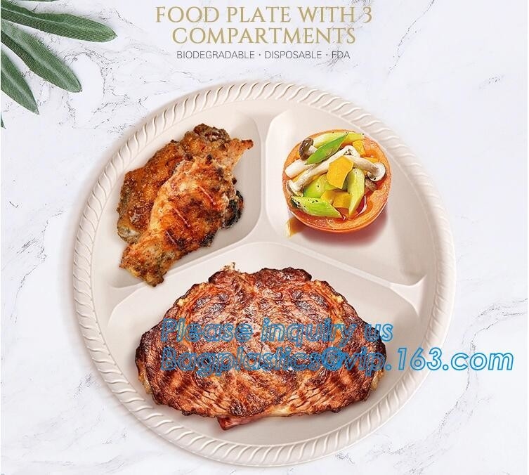 placa biodegradable del almidón de maíz, placa biodegradable al por mayor de la comida del almidón de maíz de la fábrica, pulgada Logo Eco de encargo de la fábrica 6,2