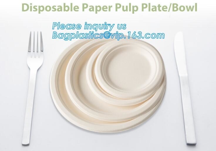 Bagazo respetuoso del medio ambiente de la caña de azúcar de la celulosa 10&quot; placas redondas, bagazo abonable de papel del bioplastic del thali profundo de la cena del postre