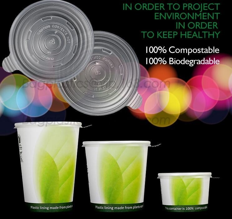 tazas biodegradables respetuosas del medio ambiente del cpla de la maicena 7oz, tapa de la taza de papel de CPLA/casquillo abonable para la taza de café/la taza respetuosa del medio ambiente C