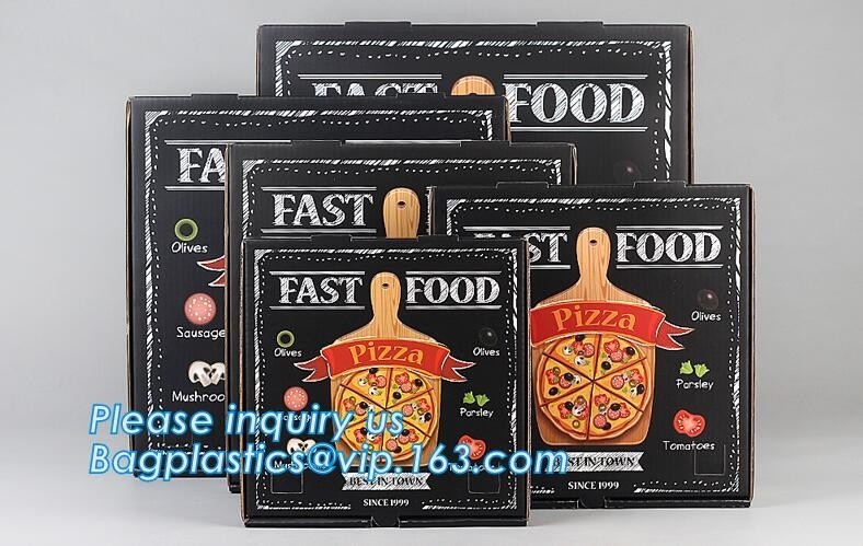 Caja acanalada de papel del plegado en abanico de la pizza del arte de encargo, paquete de encargo del bagease de las cajas de papel de Kraft de la pizza de la caja del acondicionamiento de los alimentos del almuerzo