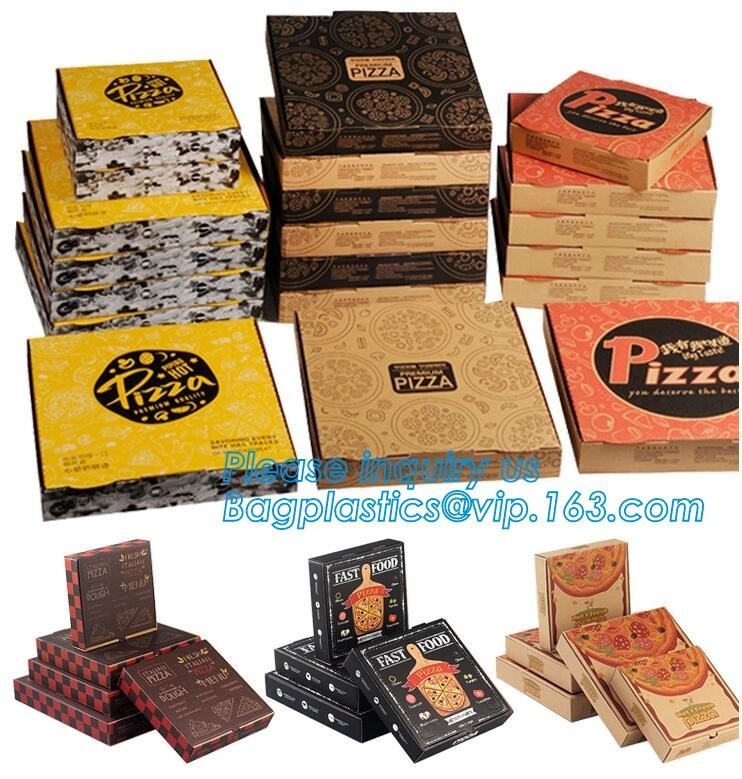 La categoría alimenticia barata de 9 pulgadas modificó la caja acanalada negra de la pizza para requisitos particulares del cartón, caja impresa de la pizza del papel de cartulina acanalada