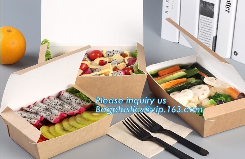 caja de empaquetado de papel de encargo del regalo de la torta de la comida del almuerzo de Kraft con la tapa, packa grande impreso de encargo disponible de los alimentos de preparación rápida del papel de Kraft
