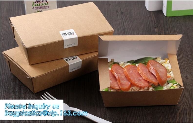 Caja acanalada de empaquetado reciclable al por mayor de encargo del almuerzo del papel de Kraft de la comida, bro superior de la fiambrera del plegamiento del papel de la caja de la comida