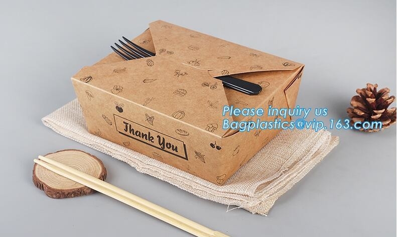 El PE de encargo de alta calidad cubrió la fiambrera disponible de papel de Kraft, plegamiento del rectángulo se lleva las cajas/fiambrera/el papel de Kraft F
