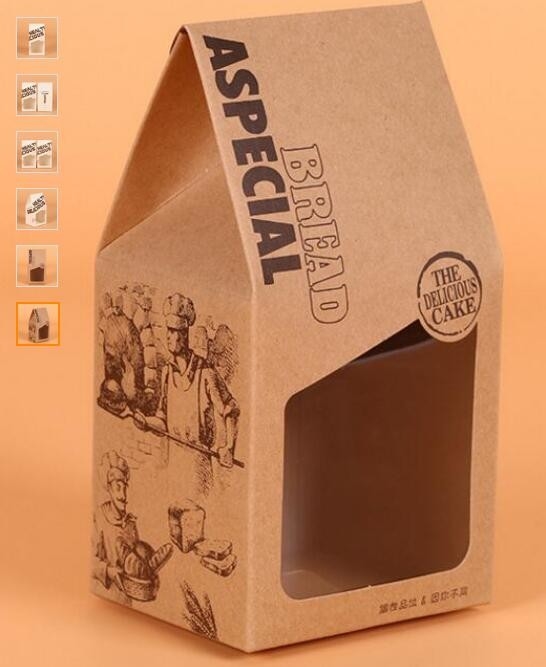 Caja de torta alta de impresión de encargo del papel de Kraft de la categoría alimenticia del cuadrado con las manijas, papel de empaquetado de la caja de torta, caja que empaqueta P de encargo