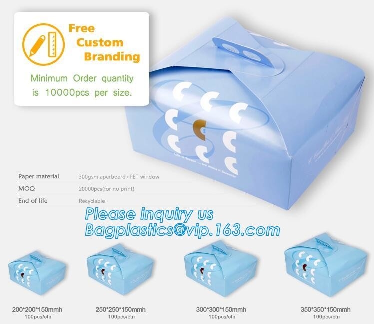 Plástico negro transparente de alta calidad del ANIMAL DOMÉSTICO alrededor de la caja de torta decorativa alta, cajas de pastel de bodas individuales decorativas con