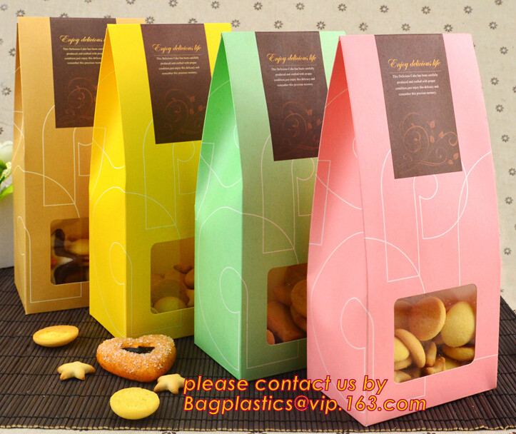 Modifique la ventana para requisitos particulares translúcida, bolsa de papel impermeable a la grasa de Brown Kraft, bolso especial de la ventana de Opp, bolsos de la ventana, bolsos de la ventana del papel,