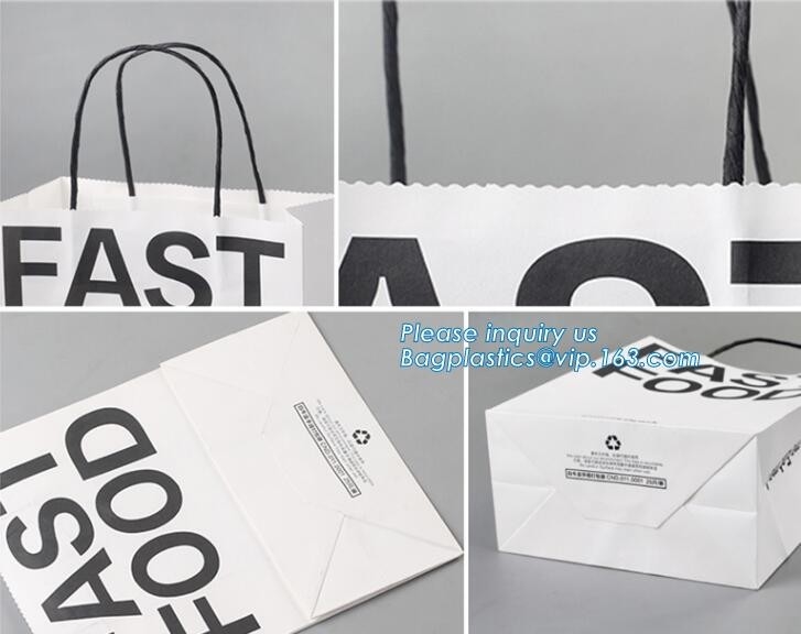 La bolsa de papel de encargo de Kraft del tamaño para el restaurante de Kraft Brown de la comida se lleva la bolsa de papel de los alimentos de preparación rápida, ultramarinos que los alimentos de preparación rápida se llevan el Br