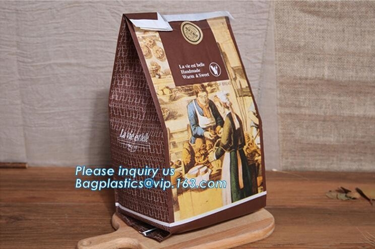 Bolsa de papel de encargo reciclable de los pasteles de Kraft de la bolsa de papel marrón del acondicionamiento de los alimentos del pan del bocadillo, bolso de papel del pan de Kraft con la ventana