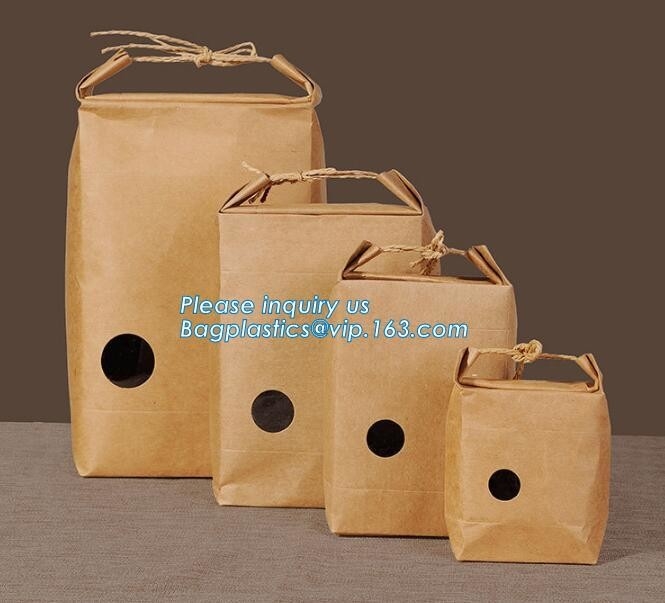 bolsa de papel de empaquetado de la comida de Kraft del marrón del bolso del papel de Kraft del paquete del arroz 1kg, bolso del envase de plástico del bolso del arroz 5kg10kg para el arroz, la Florida