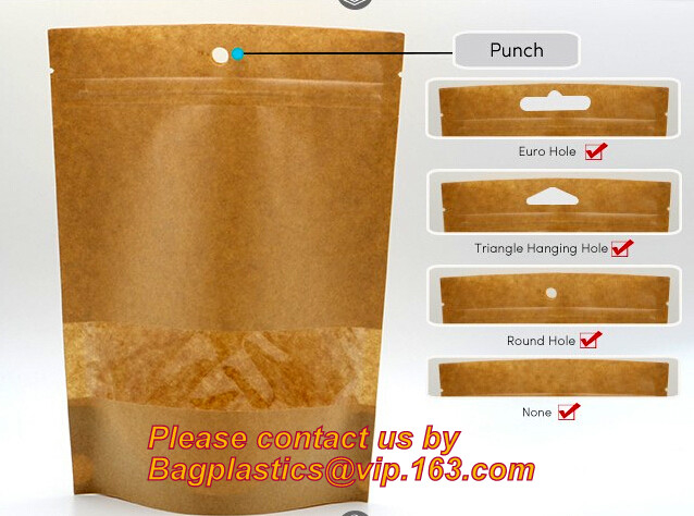 bolso inferior de la cremallera de Kraft del cuadrado reciclable que se puede volver a sellar de encargo del papel, bolso de café de papel de Kraft del sello de pie de la cremallera con el lado