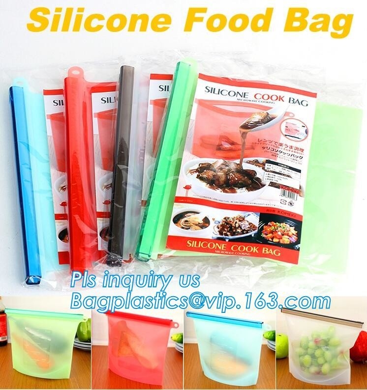Bolso de la cocina del silicón, bolso reutilizable, almacenamiento vegetal reutilizable del almacenamiento de la comida del silicón de la categoría alimenticia del bolso del almacenamiento de la comida del silicón