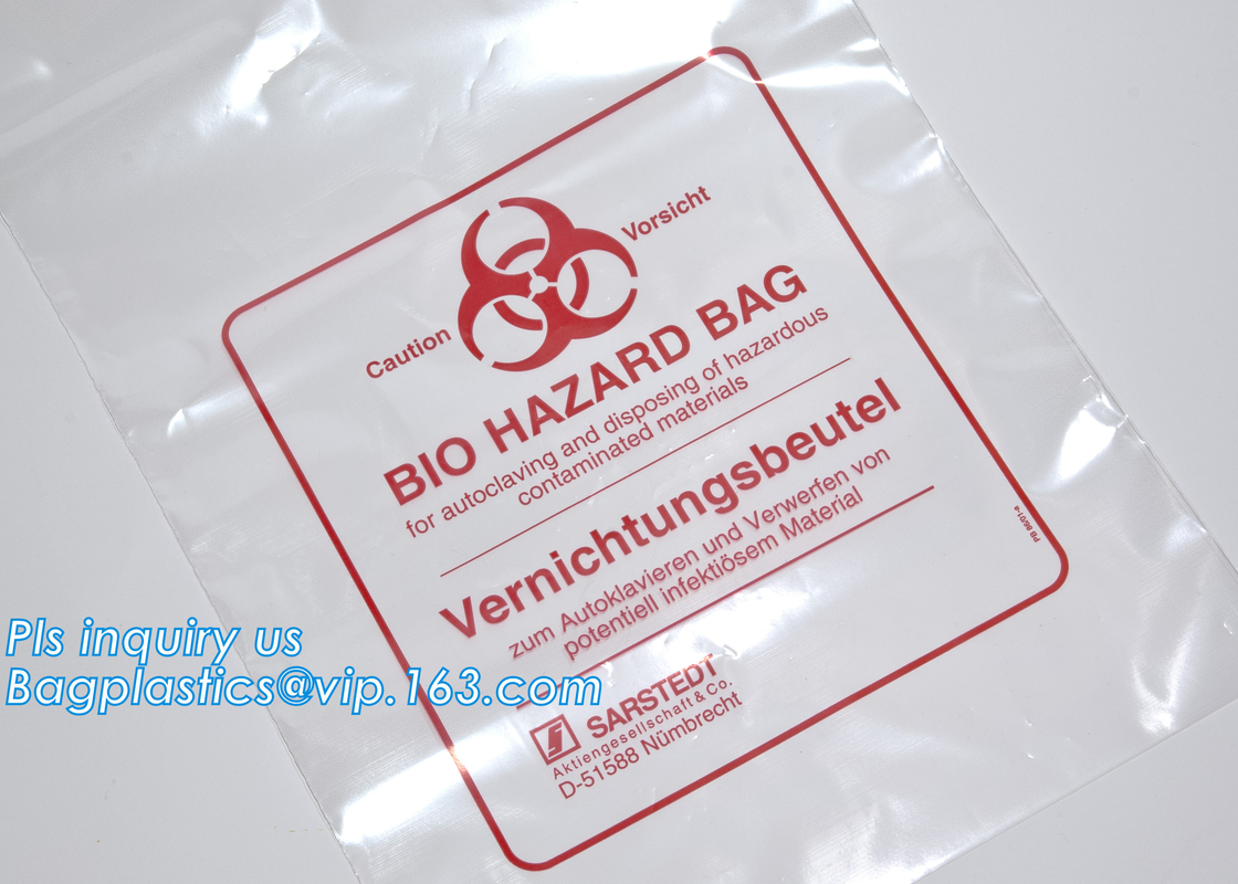 Bolsos inútiles clínicos, bolsos del espécimen, bolsos aptos para el autoclave, sacos, bolsos inútiles citotóxicos, biobag, bagplastics, bagease, bagpro