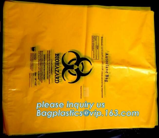 bolsos de basura médicos del Biohazard de la bolsa de plástico de la eliminación de residuos, bolso disponible médico, wast médico del biohazard del laboratorio disponible
