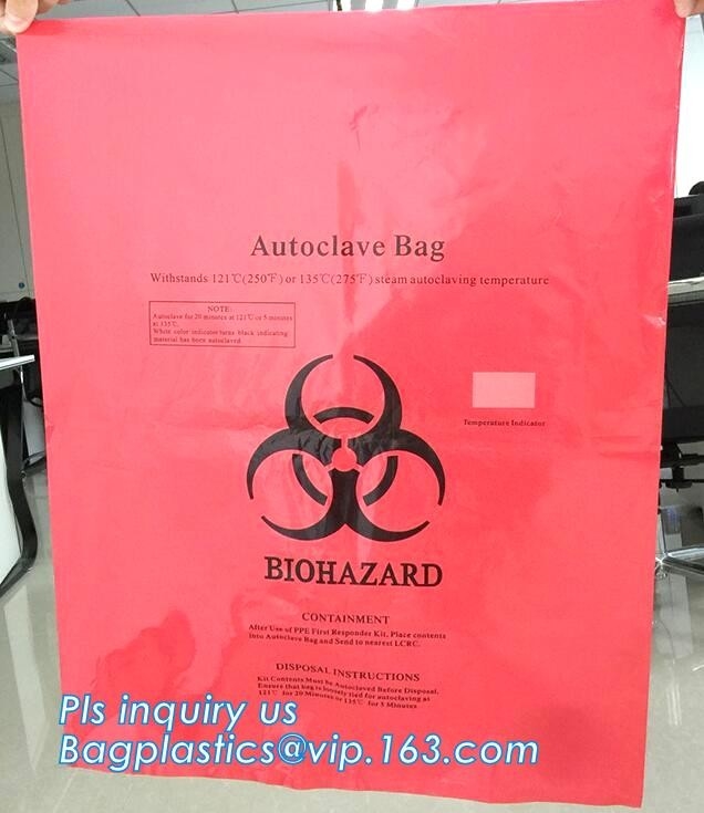 Los bolsos farmacéuticos del transporte del espécimen amarillean el bolso inútil médico de los primeros auxilios, vagos aptos para el autoclave del Biohazard de la emergencia infecciosa
