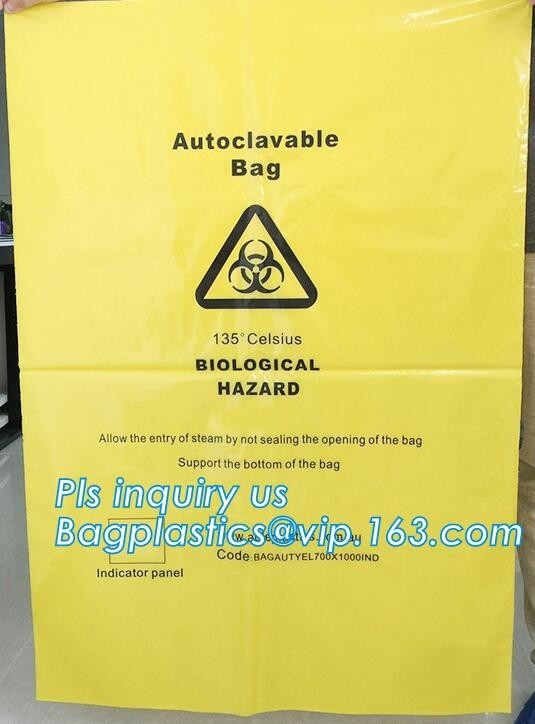 Bolsos de basura médicos infecciosos amarillos del Biohazard de la bolsa de plástico de la eliminación de residuos, bolsos disponibles del bolso inútil amarillo para Medica
