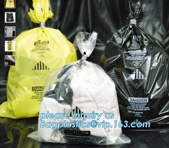 Bolsos de los restos de jardinería del amianto del PE, las 6 bolsas de plástico grandes negras durables de Mil Jumbo Disposal Asbestos Waste, bagplastics, bagease