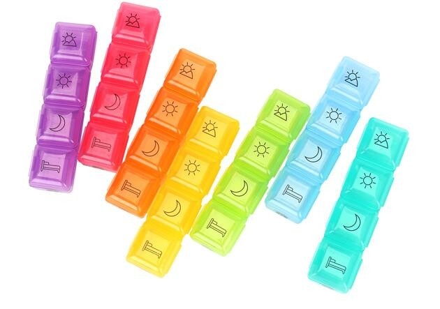 Organizador con seguridad móvil de la píldora 7case, día 7 una caja desmontable fresca de las drogas de la semana con el caso 4 cada día, mini pocke compacto lindo
