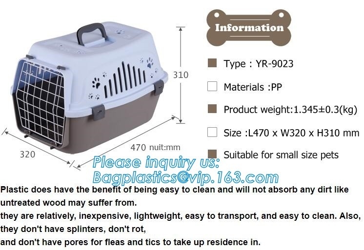 El portador del viaje de la caja de aire del animal doméstico de la caja del transporte enjaula el portador plástico portátil del perro, jaulas de la caja de perro------Aviación plástica durable