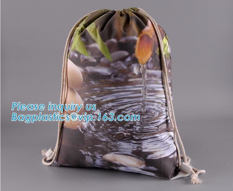 Bolso de lazo económico respetuoso del medio ambiente natural reutilizable respetuoso del medio ambiente de la lona de algodón del bolso de lazo, bolsos del zapato del algodón del polvo