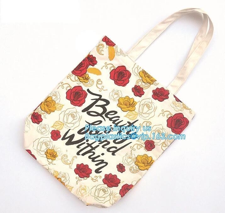 la bolsa de asas de la lona de algodón de 10 onzas con de encargo su logotipo de la compañía, manejó el paquete del bagplastics del bolso de compras de la cremallera del algodón del estilo