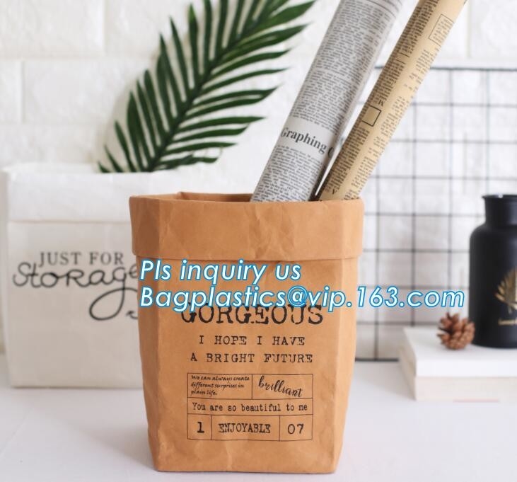 Bolso lavable del tyvek del último de Du Pont de papel de la bolsa de Kraft del papel bolso respetuoso del medio ambiente del almacenamiento, bolso del almuerzo de la tela de Tyvek para el bagease de la comida