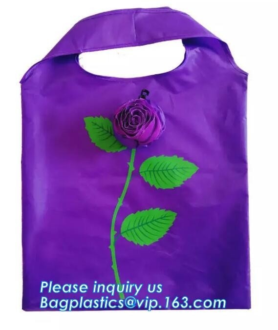 Bolso de compras plegable de moda del poliéster, diseño respetuoso del medio ambiente al por mayor de la fruta que dobla el bolso de compras reciclado del poliéster