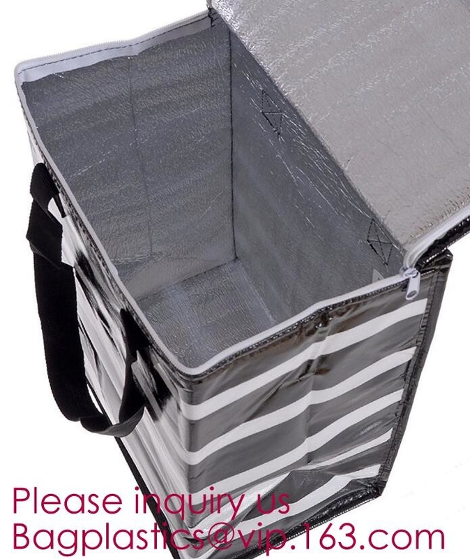 Hoja impermeable portátil del estampado de animales del flamenco de la historieta dentro de un bagease más fresco del bolso de la fiambrera del aislamiento térmico bagplastic