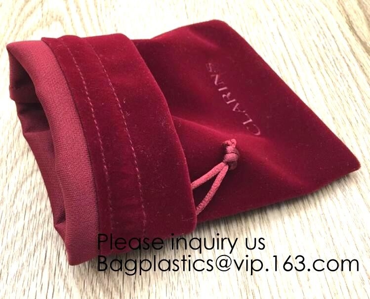 Envuelva el bolso de empaquetado del terciopelo de la Navidad del terciopelo rojo promocional rojo de la bolsa para el regalo cosmético que empaqueta, para la joyería, la botella