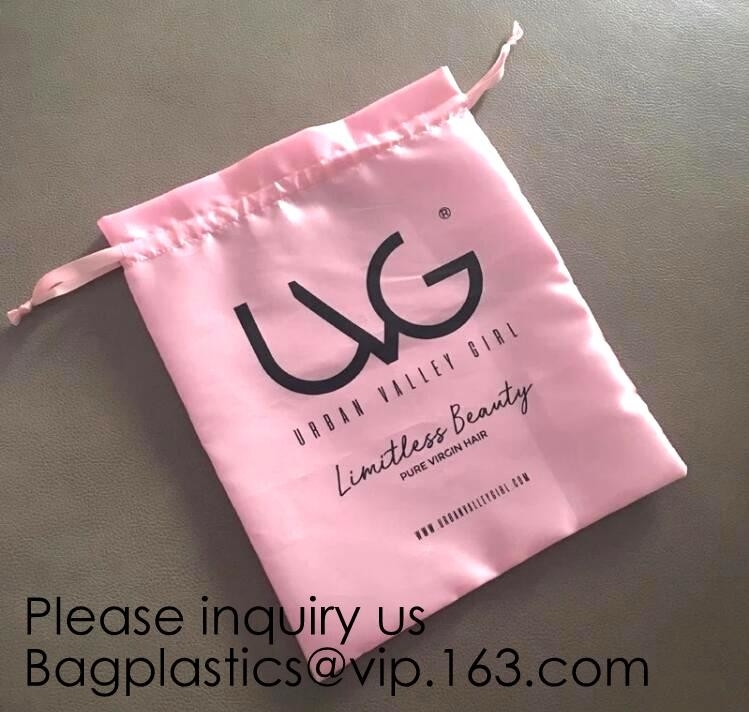 Bolso de la ropa interior de la bolsa del satén, bolso del regalo del satén de la belleza con el bolso de lazo, bolsa para la esponja del maquillaje, bolso del favor del lazo, bageas