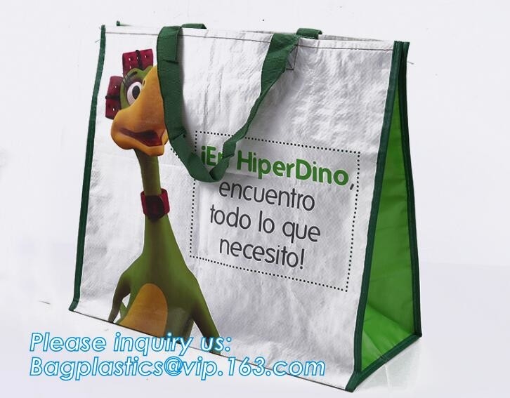las bolsas de asas reutilizables que hacen compras tejidas pp con el logotipo impreso de encargo, bolsos de compras tejidos pp vendedores calientes del totalizador de la calidad excelente