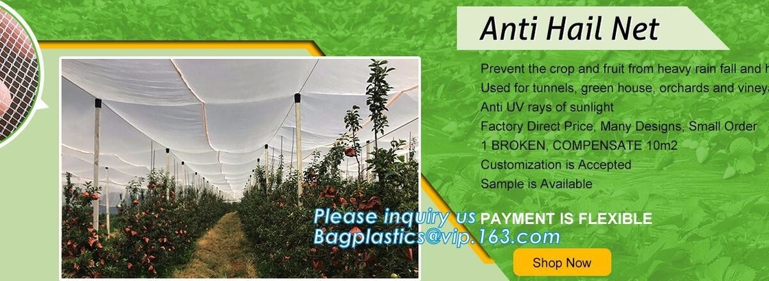 agricultura en 40g con tamaños adaptables, red anti del saludo del HDPE virginal del 100%, red de la protección del saludo para la agricultura, hecha adentro