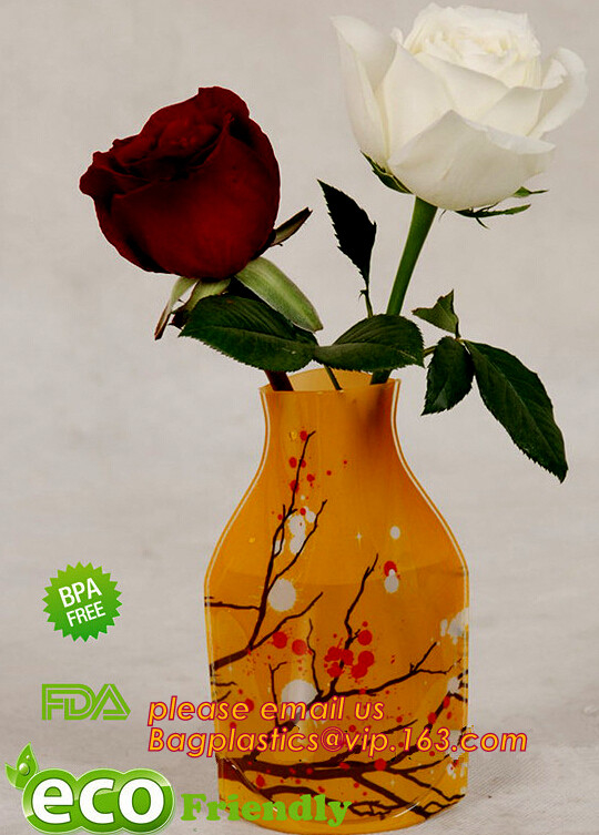 Florero plástico plegable del vinilo del florero del Pvc del florero de la prenda impermeable casera de la decoración, florero reutilizable del vinilo, florero del plegamiento del vinilo