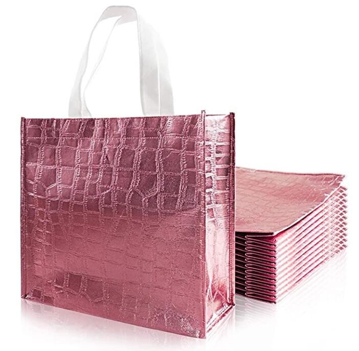 Bolsos no tejidos de Rose Gold Gift, bolsos de la dama de honor, bolso de ultramarinos reutilizable durable del brillo brillante Tote Bag Handl