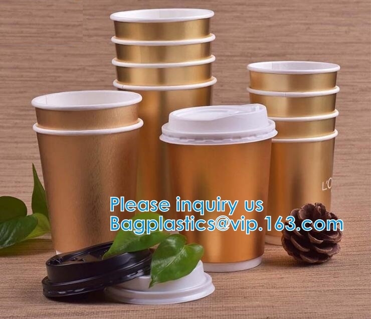 Tazas del partido del oro, tazas de café disponibles con las tapas - aisló las tazas calientes para ir - tazas de lujo de papel del brillo