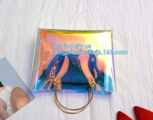 fasion decorated PVC/PU ladies chain shoulder bag, Shoulder Handbag Clear Tote Bag, Ladies' pvc clear beach bags/ pvc sh